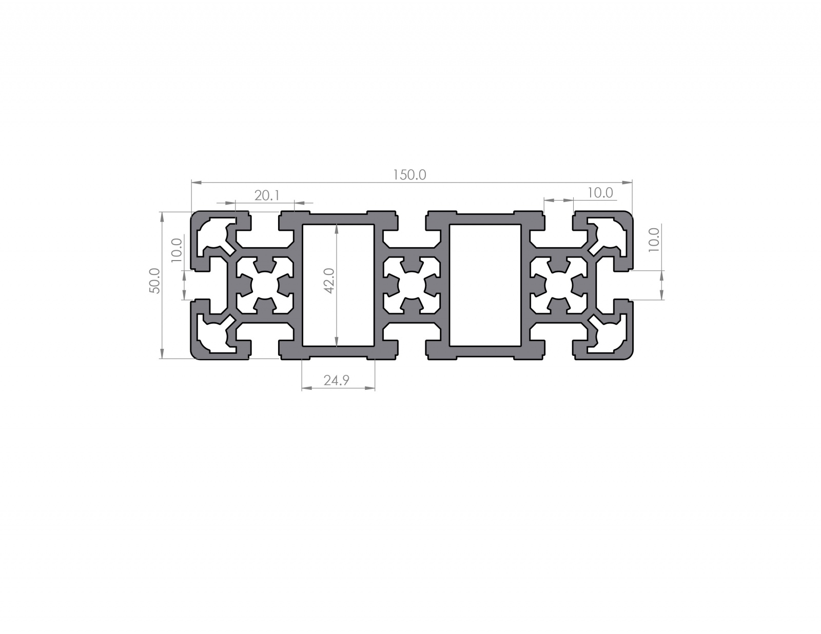 Aluminiumprofil 150x50 Nut 10 B-Typ